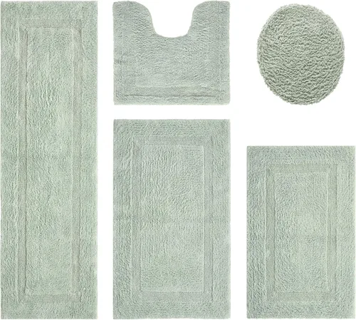 Vista 226 de Better Trends - Juego de 2 alfombras de baño 100% algodón, extra suaves, con borlas, de 17" x 24", alfombra de baño superabsorbente y reversible