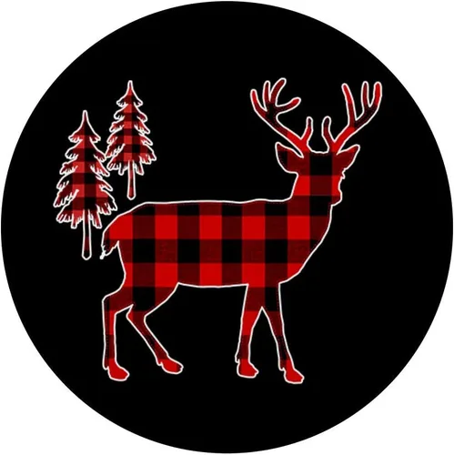 Vista 3 de Camisa de reno a cuadros de reno de Navidad para hombre, PopSockets de Navidad intercambiables PopGrip
