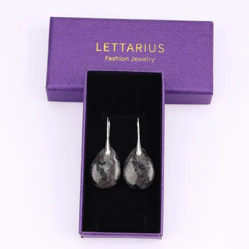 Vista 6 de Aretes colgantes de piedra natural con piedra natal curativa