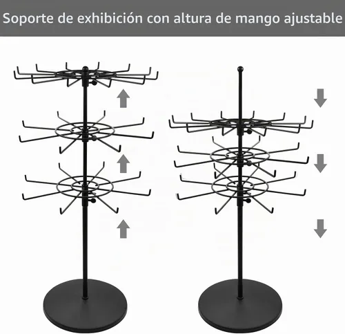 Vista 5 de Polmart - Soporte giratorio ajustable de doble altura (soporte y niveles) para encimera (negro, 3 niveles)
