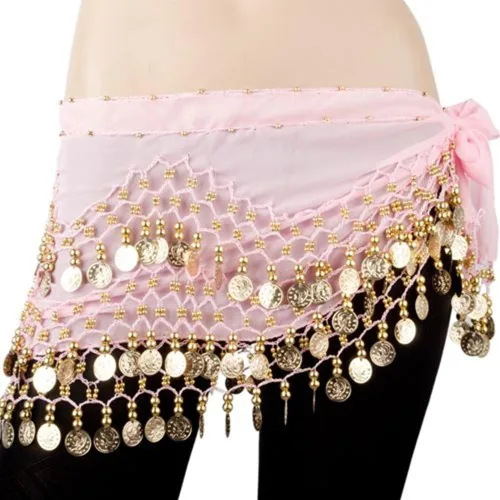 Vista 7 de Bellylady Gold Coins - Bufanda de cadera para danza del vientre, cinturón de baile al por mayor y pulsera gitana