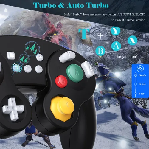 Vista 3 de EXLENE Gamecube Controller Switch, Wireless Switch Pro Controller for Nintendo SwitchLitePCAndroidiOSSteam, Support Wake Up, Motion, Adjustable