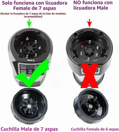 Vista 3 de [Nuevo modelo] Cuchilla macho de repuesto de 7 aletas y vaso de licuadora de 24 onzas compatible con Nutri Ninja Blender
