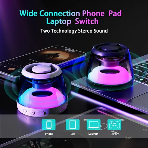 Vista 5 de Altavoz Bluetooth magnético, altavoz Bluetooth de inducción inalámbrico, mini soporte portátil para teléfono celular para iPhone, cordón y luz