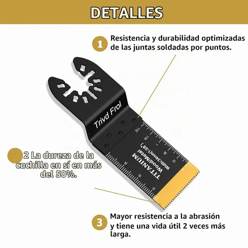 Vista 4 de Trivd Frol 10 cuchillas multiherramienta de titanio, hojas de sierra oscilantes, corte de metal para clavos, madera, plástico y material duro, juego