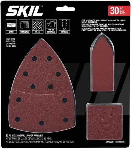 Vista 8 de SKIL SR232301 - Lijadora de detalles multifunción con cable con caja antipolvo de microfiltro, 3 accesorios adicionales y 12 hojas de lijado