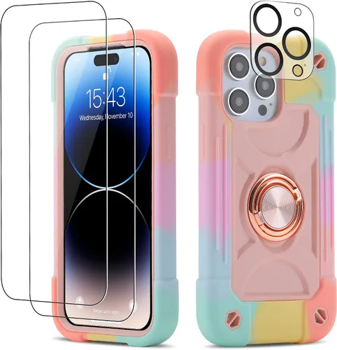 Vista 33 de Funda para iPhone Se3/iPhone Se2, iPhone 6/6S, iPhone 7/iPhone 8 de 4.7 pulgadas con soporte de anillo, con 2 protectores de pantalla resistentes