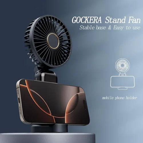 Vista 5 de GOCKERA Ventilador Portátil, Ventilador Operado con Batería de 4200mAh, 5 Velocidades y Pantalla Digital, Ventiladores para Maquillaje para Mujeres