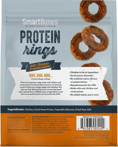 Vista 2 de SmartBones Protein Rings - Golosinas para perros sin piel cruda, pollo real