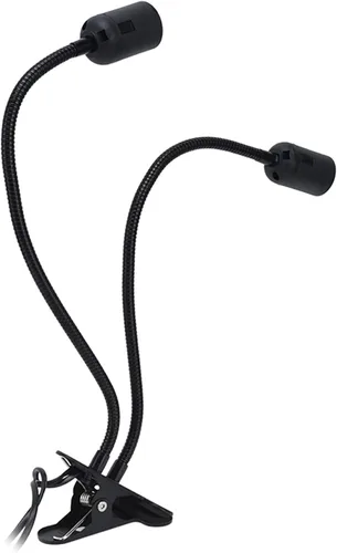 Vista 5 de Lámpara de escritorio LED de cuello de cisne con abrazadera, lámpara E27/E26, aluminio negro, brazo flexible de 20 pulgadas, luz portátil con clip