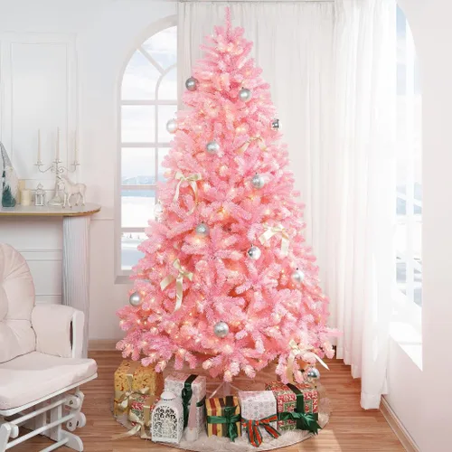 Vista 18 de Maria - Árbol de Navidad dorado preiluminado de 7.5 pies