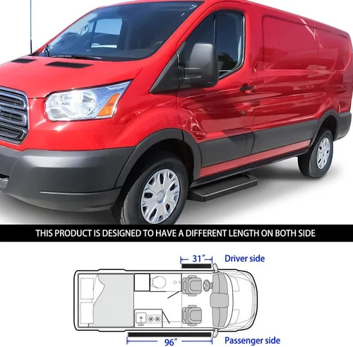 Vista 6 de APS Estribos (escalones laterales de barras Nerf) compatibles con Ford Transit 2015-2026 Van de tamaño completo de 3 puertas