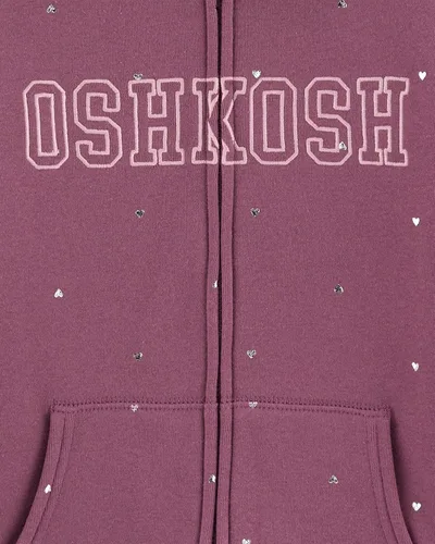 Vista 2 de Sudadera OshKosh B'Gosh para niña con capucha y cremallera, con logotipo