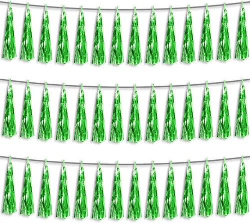 Vista 16 de Banderines de Flecos de Papel Aluminio Negro 3P con Borlas Metálicas Guirnalda de Borlas para Carrozas de Desfile, Despedida de Soltera, Boda