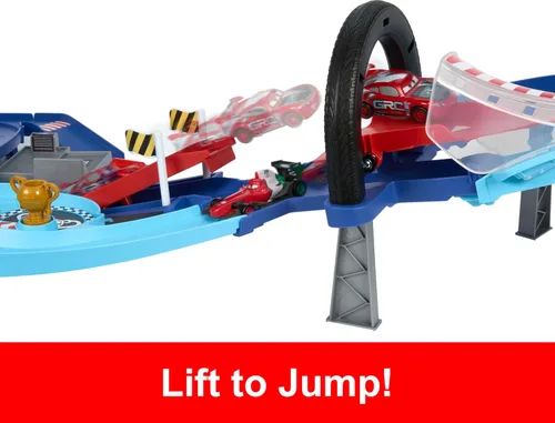 Vista 7 de Mattel Disney y Pixar Cars Set de Juego con 2 Vehículos de Juguete, Lightning McQueen y Francesco Bernoulli, Pista de Carreras GRC con Salto