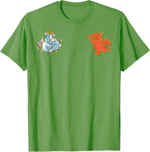 Vista 16 de Camiseta de gato ángel y diablo sentado en tu hombro Nerd Kitten, Negro