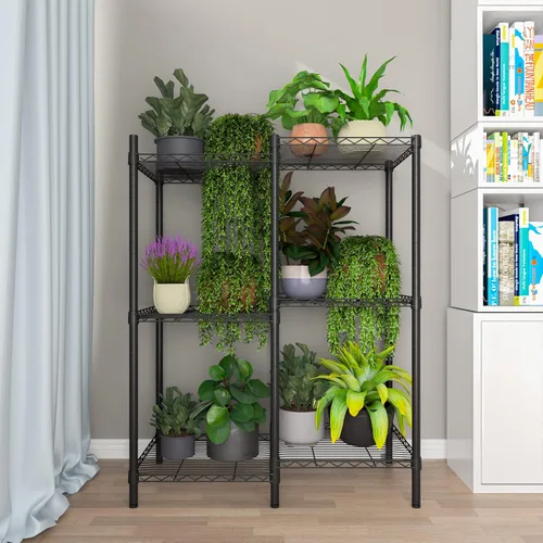 Vista 2 de Xiofio Soporte de metal de 6 niveles para interiores y exteriores, soporte múltiple para macetas, ajustable para dormitorio, sala de estar, balcón