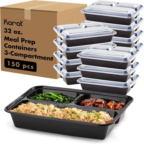 Vista 11 de Karat Contenedores de preparación de comidas [12 oz - 150 unidades] Contenedores reutilizables y desechables para llevar con tapas - Cajas Bento