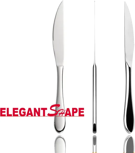 Vista 4 de Cuchillos para carne, juego de 6 cuchillos de acero inoxidable con mango sólido dentado. Apto para lavavajillas (plateado)