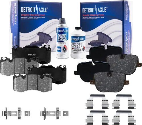 Vista 14 de Detroit Axle - Pastillas de freno para Ford F-150 99-03, 02 Lincoln Blackwood, Pastillas de freno de cerámica delanteras y traseras con repuesto