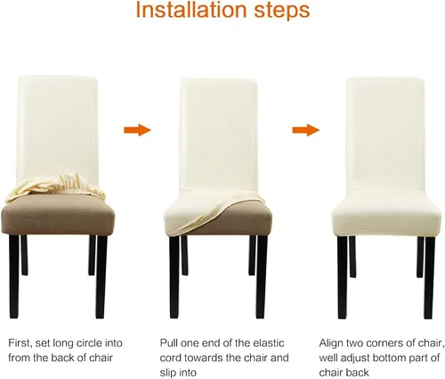 Vista 7 de YISUN Fundas para sillas de comedor, de piel sintética sólida, impermeable y resistente al aceite, fundas protectoras para sillas de comedor