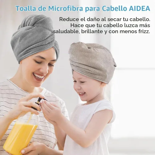 Vista 6 de AIDEA - Toalla para el cabello, paquete de 5 toallas absorbentes de secado rápido de 26 x 10 pulgadas Microfiber Hair Towel for Curly & Long Hair