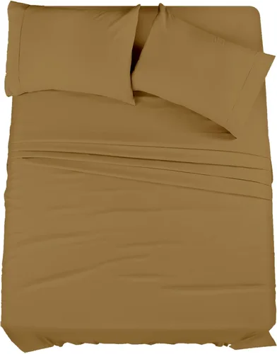 Vista 20 de Juego de cama de 5 piezas, 100% algodón egipcio de 600 hilos, fundas de almohada y sábana bajera con bolsillo extra profundo, ropa de cama suave