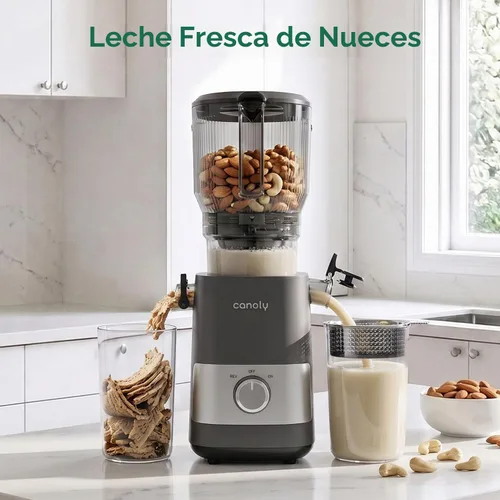 Vista 8 de Canoly 3-in-1 Cold Press Juicer C07, Makes Juice & Sorbet & Nut Milk Titanium Gray