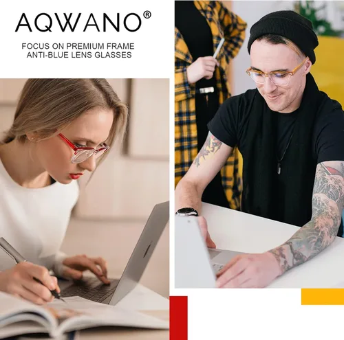 Vista 2 de AQWANO 4 Pack Computer Reading Glasses Blue Light Filter Clear Frames Readers Glasses for Men Women