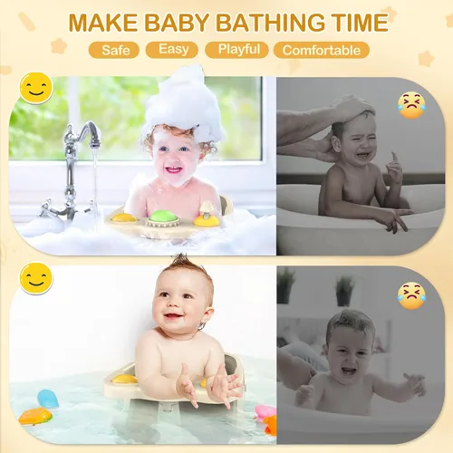 Vista 6 de Asiento de baño para bebés de 6 meses en adelante, asiento de baño antideslizante para bebé y recién nacido con ventosas, asiento seguro para bañera