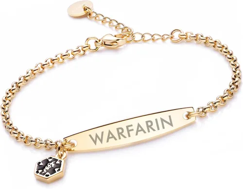 Vista 52 de LinnaLove - Pulsera de identificación de alerta médica con cadena Rolo simple pregrabada para mujer