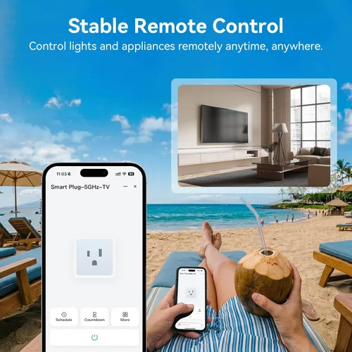 Vista 8 de Enchufe inteligente 5GHz, Enchufe inteligente EIGHTREE compatible con Alexa y Google Home, compatible con WiFi de 5GHz y 2.4GHz, Enchufe inteligente