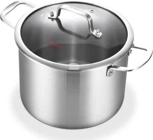 Vista 10 de DELARLO Olla de acero inoxidable de tres capas con tapa de 3.5 cuartos de galón, olla de cocina de grado alimenticio, olla de sopa duradera con tapa