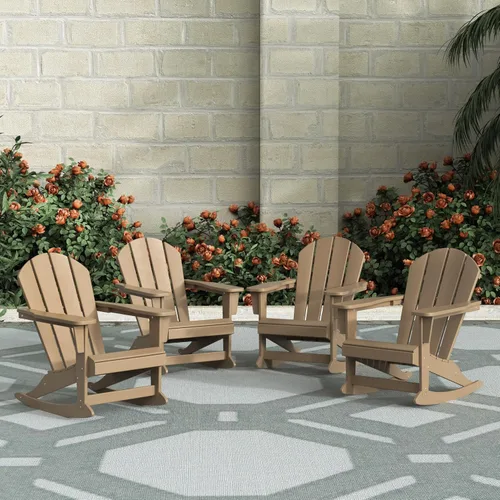 Vista 19 de Silla mecedora Malibu de poliéster para exterior/patio Adirondack, Negra