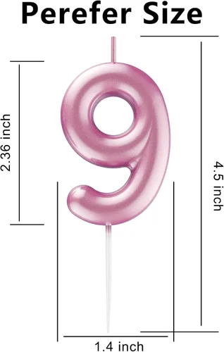 Vista 230 de Velas de número 9 arcoíris con número 3D para decoración de fiesta de pastel de cumpleaños, suministros de celebración de aniversario de boda