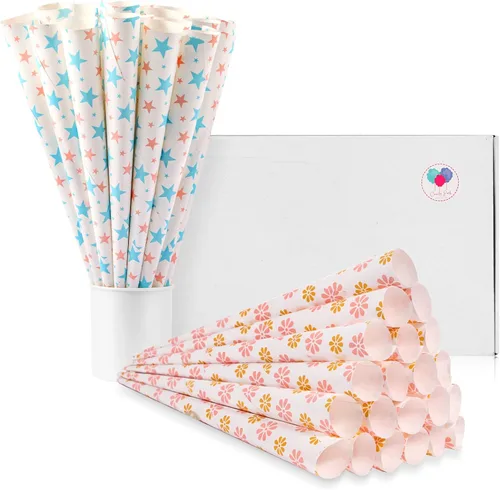 Vista 14 de Conos de algodón de azúcar, paquete de 30 unidades pastel para bebé, conos de papel multicolor de Candy Park para máquinas de algodón de azúcar