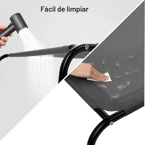 Vista 7 de Cama elevada refrescante para perros con protectores de piso antideslizantes y malla transpirable, hamaca cuna elevada para interiores y exteriores
