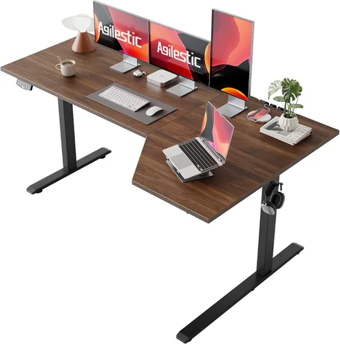 Vista 16 de Agilestic - Escritorio Eléctrico de Pie, Escritorio Ajustable en Altura de 55 Pulgadas en Forma de L, Escritorio para Sentarse y Pararse
