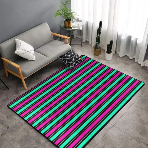 Vista 3 de Retro Color Line Print Area Rugs for Living Room, 60×39in Non-Slip Area Living Room Rug, 3x5 Rugs for Bedroom, Washable Rug Carpet for Bedroom Home
