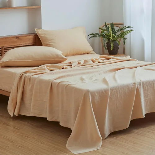 Vista 18 de Simple&Opulence Juego de sábanas de 100 % lino tamaño Twin, 3 piezas de lino francés natural, juego de ropa de cama transpirable, suave y duradero