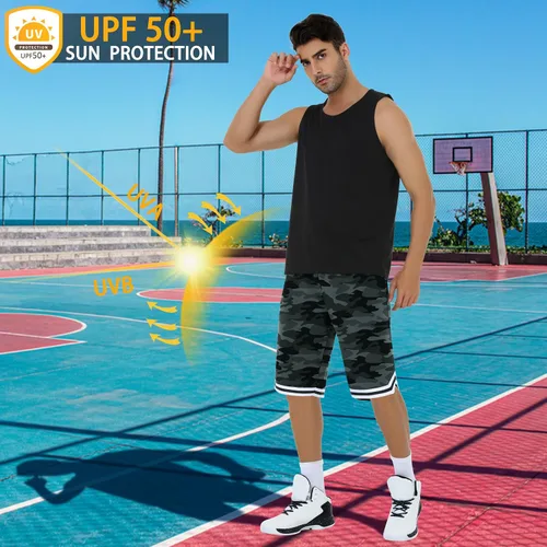 Vista 5 de JWM Pantalones cortos de baloncesto para hombre, de 11 pulgadas, de malla larga, atléticos, para gimnasio, entrenamiento, deportes, con bolsillos