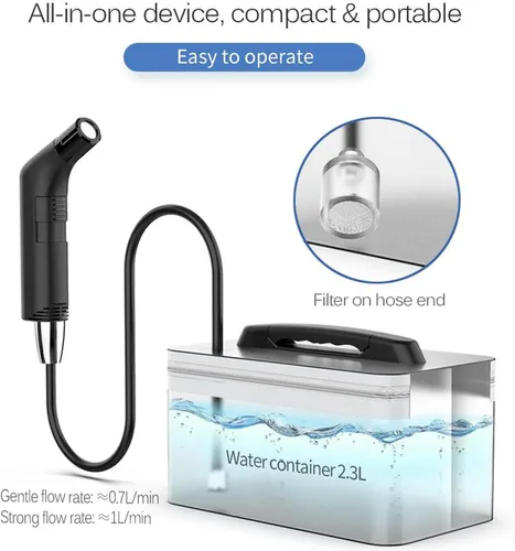 Vista 7 de Bidé portátil para viajes con modos de presión de agua suave y fuerte, bidé de viaje recargable USB-C, tanque de agua grande de 2.3 L para uso Negro