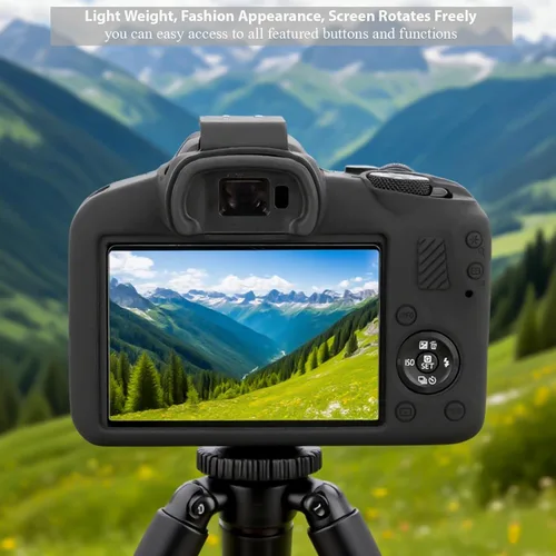 Vista 4 de Funda para cámara Canon EOS R100, funda protectora de silicona suave, antiarañazos, funda delgada con protector de pantalla, accesorios para Canon