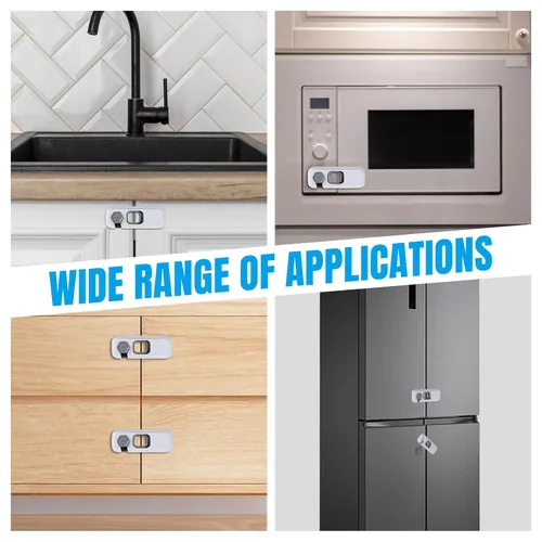 Vista 4 de NiHome Paquete de 6 cerraduras para refrigerador a prueba de niños, 6 cerraduras de seguridad para bebés para refrigeradores, armarios, cajones