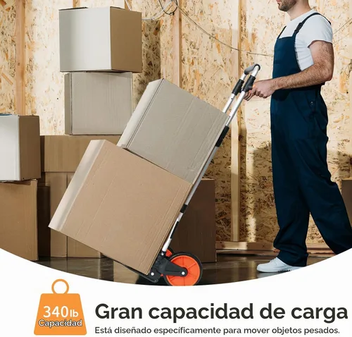 Vista 7 de Carretilla Doblante Teprovo, carretilla de aluminio resistente con capacidad de 309 libras, carretilla plegable para utilidades con manija