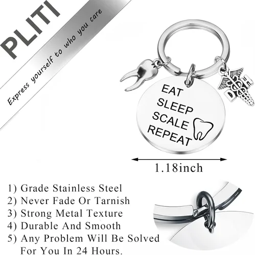 Vista 2 de PLITI Llavero de higienista dental para dentista, regalo de higiene dental, regalo de dentista, regalo de asistente dental, M