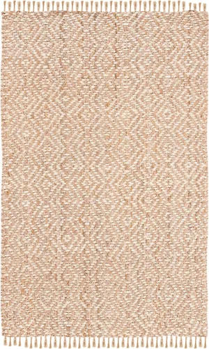 Vista 18 de SAFAVIEH Natural Fiber Collection - Alfombra decorativa, 2.3 x 4 pies, azul tropical y natural, yute bohemio con borlas de diamante, hecho a mano