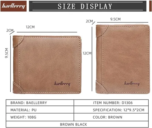 Vista 7 de MOTOZA New Classic Vertical Men Leather Wallet Man Business Card Holder ID Package Slots Credit Purse Wallets Pocket Money Bag