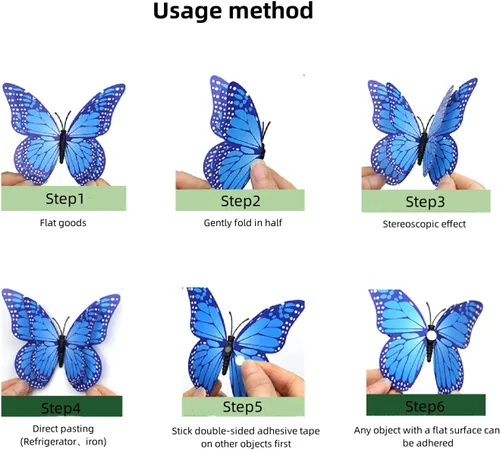 Vista 6 de 24 piezas de decoración de pared de mariposa, calcomanías de mariposa 3D para pared, decoración de mariposas magnéticas, calcomanías para dormitorio