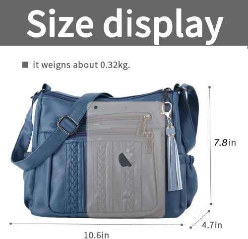 Vista 3 de ELDA Monederos para mujer, de piel sintética suave, bolso cruzado con múltiples bolsillos